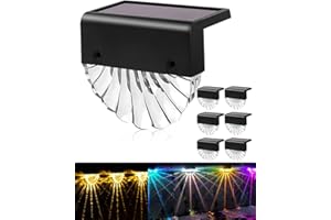 Bellanny Luces solares para exterior, 6 uds Luz de escaleras, IP65 impermeable Iluminación de caminos, Lámpara Solar LED para jardín cubierta patio canalón escalones valla decoracion,Blanco cálido+RGB
