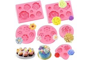 ‎KISVIC Kisvic 3D Blume Silikon Seifen Form, 6 Stück Rose Blume Fondant Silikon Form, Rose Kerzen Silikonformen Zum Dekorieren von Torten, Pralinen, Handgemachten Süßigkeiten