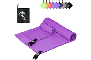 Jokisa Asciugamano Microfibra Set di 2 - Telo Mare Microfibra 180X90CM + Asciugamani Palestra 80X40CM, Asciugamani Microfibra per Esterno Sauna Spiaggia Escursioni (Viola)