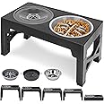Polegas 3-in-1 Upgraded Raised Dog Bowl with Stand Elevated Dog Bowl with Slow Feeder,Non-Spill Slow Water and Stainless Steel Bowls 5 Height Adjustable dog food stand for Small Medium Large Sized Dog