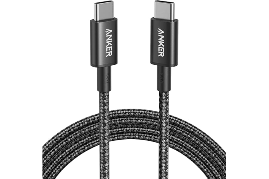 Anker USB C to USB C Charger Cable (6ft/1.8m Nylon), 100W USB 2.0 Type C fast Charging Cable for MacBook Pro, iPhone 17/16/15, iPad Pro, Samsung Galaxy,and More