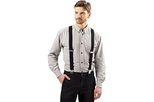 TED WILLIAMS, Bretelle da uomo a forma di X, larghezza bretelle 4 cm, nere - Regolabili in lunghezza ed elastiche, per un piacevole comfort - Bretelle per pantaloni / 4 clip