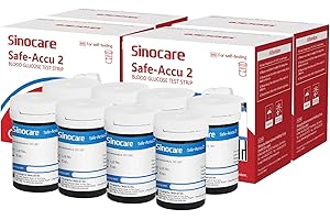 Sinocare Safe Accu2 Strisce Reattive per Glicemia, 200 pezzi Strisce Glicemia Senza Lancetta, Strisce Reagente Glucosio Adattabili solo a Safe Accu2 [Lancetta non incluso]