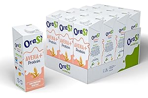 OraSì Bevanda di avena+ protein (1 litro, 12 unità) - Alternativa vegetale al latte a base di avena con aggiunta di proteine - Senza lattosio, senza zuccheri aggiunti - Per dieta vegana e sportivi