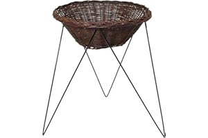 Dekoleidenschaft Verkaufsständer mit Weidenkorb Ø 68 cm, schwarzes Metallgestell, Warenkorb, Aktionskorb, Wühlkorb, Präsentationskorb