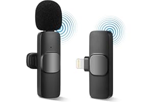 HMKCH Bezprzewodowy mikrofon Lavalier do iPhone iPad, Plug-Play Wireless Mic for Recording, Live Streaming, YouTube, TikTok, Facebook, redukcja szumów, brak aplikacji i Bluetooth