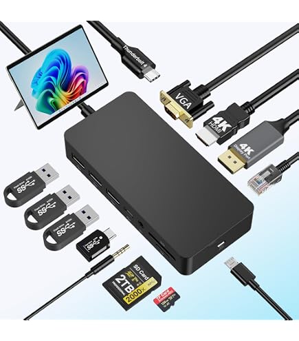 Surface Pro 8 Hub docking station con HDMI 4K, USB-C Thunderbolt 4 Surface Pro 8 Hub docking station con HDMI 4K, USB-C Thunderbolt 4