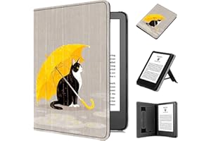 Case for 2022 6" Device, TOKILO Lightweight Premium PU Leather Sleeve Case with Auto Sleep Wake/Hand Strap/Foldable Stand, Incompatible with iPad/Samsung/Kobo/Tolino/Sony 6inch e-Reader, Cat