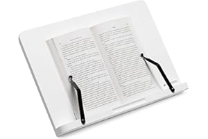 Navaris Leggio Portalibri Tablet e-Reader Libri Cartacei 34 x 24cm - Espositore Legno per Libro Cucina Supporto PC - Cavalletto Inclinazione Regolabile - Bianco