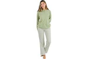 TRAMAS+ Pijama Mujer 100% algodón, Pijama Largo Mujer, Conjunto de Camiseta Manga Larga y Pantalón Largo con Cintura Ajustable, Conjunto para Mujer