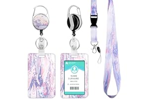 DUOUPA Ausweishülle mit Band, Ausziehbarer Schlüsselband Badge Holder, Kartenhülle Schlüsselanhänger mit Karabiner, Lanyard für Frauen, Lehrer, Krankenschwester, Doktor, Student