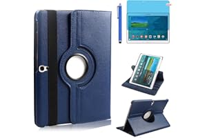 R.SHENGTE Hülle für Samsung Galaxy Tab S 10.5'' 2014 (SM-T800 SM-T805), 360 Grad drehbarer Ständer Smart Schutzhülle,Mit Stylus Pen,Bildschirm Film (Deep Blue)