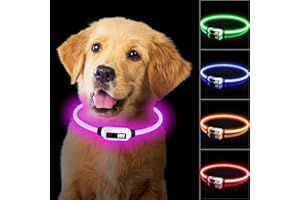 TENXSNUG Collare Luminoso per Cani Ricaricabile Type-C, LED Collare per Cani Regolabile e Impermeabile con 3 Modalità per Cani di Taglia Piccola Media Grande, Alta Visibilità e Sicurezza, Rosa