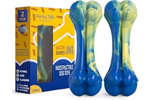 Perky Tails – Almost Indestructible Dog Toys for Large Dogs – Heavy Duty Plastic Dog Toys for Aggressive Chewers, Safer Than Rubber – Delicious Bacon Flavour