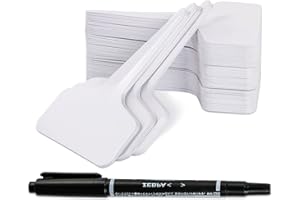 MUETKNYE 200Pcs 4 Inch T-Type Plant Name Tags Garden Labels Markers With Permanent Marking Pen - Waterproof Plastic Stakes for Outdoor Nursery