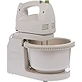 Geepas 250W Hand Mixer with Stand & Bowl - 5 Speed Controls with Detachable Stainless-Steel 2 Beater & 2 Dough Hooks |Ideal for Whipping, Blending & Beating