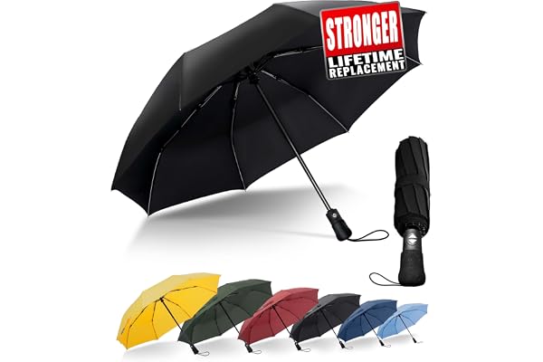 Chakipee Parapluie Pliant Compact - Parapluie Homme Automatique Resistant Vent, Parapluies de Voyage Portables, Revêtement en Tissu 210T, 8 Sections