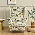 Highdi Wingback Chair Covers 2-Piece Stretch Wing Chair Cover for Armchair, Washable Spandex Fabric Sofa Slipcover Living Room Bedroom Hotel Furniture Protector