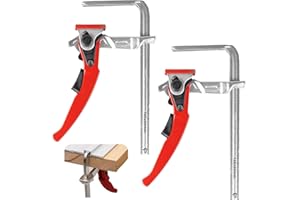 TECHEXTRA 2 morsetti a leva, in acciaio, con manico a leva, morsetto a sgancio rapido con capacità di 160 mm e profondità di 60 mm per levigare, tagliare