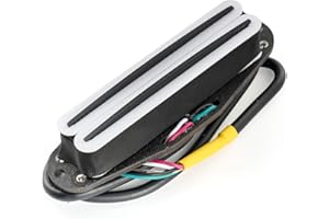 Musiclily Pro ST-DPHA Alnico 5 Rail Blade Humbucker Tonabnehmer im Single Coil Format Pickup 13,2K Super Distortion für Strat Style E-Gitarre, Weißer Korpus Schwarzer Rail