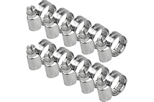 KINGOZOYI 10 Pièces Ø 8-16 mm Collier de Serrage pour Tuyaux Tuyau Clips Ajustable en Acier Inoxydable, Colier de Serrage Metalique pour réservoir de gaz, tube d'automobiles