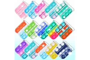 OGNI ORA 15 PCS Mini Pop Fidget it Keyrings Party Favours, Silicone Squeeze Pop Bubble Fidget Bulk Sensory Toys, Pop Keychain Bubble Pop Toy Party Bag Fillers for Kids, Wrap Pop Stress Reliever Anti-Anxiety