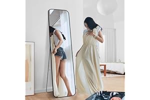 Meykoers Ganzkörperspiegel 160x40cm Standspiegel Bodenspiegel Stehen und hängen Körperspiegel Metallrahmen Spiegel Schwarzer