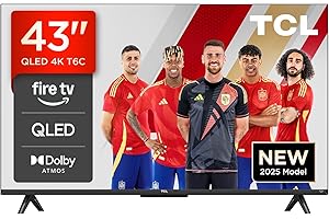 TCL 43T6C, 43" QLED 4K HDR TV, Fire TV (Smart TV with Dolby Vision & Atmos, HDR10+, Press & Ask Alexa) [Clase de eficiencia energética G]