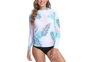 SURFEASY Womens Rash Vest Long Sleeve Ladies Sun Protection Swim Shirt Rash Guard Tops Swimsuit