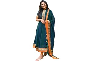 GoSriKi Anarkali Kurta für Damen, Viskose, Viskose, einfarbig, mit Dupatta