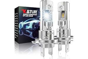 KATUR H7 LED Lampadine Per Fari, H7 LED Lampadina 26000LM 6000K Bianco 500% Luminosità Senza Ventola Impermeabile Mini Formato Plug and Play Kit Di Conversione Alogena, Confezione Da 2
