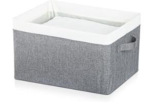 jopoo Faltbare Stoffkorb Canvas Aufbewahrungsboxen für Kleidung Lego, Stapelbare Aufbewahrungskorb Groß aus Stoff Graue mit Griffen und Stahlrahmen, 1Pack