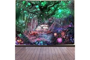 Arawat Wandteppich Baum des Lebens Wandtuch Lebensbaum Psychedelic Wandteppich Baum Mond Sonne Wanddeko Psychedelic Teppich Landschaft Wandteppiche Trippy Tapestry Wandbehang Wand Deko (180 x 230cm)