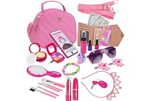 OLRWSLG Kids Makeup Sets For Girls, 32 Piece Children’s Washable Makeup Kit Princess Pretend Play Makeups with Cosmetic Bag Safe and Washable Kids Make Up Fake Make Up Bag for Girl 3-12 Years Old