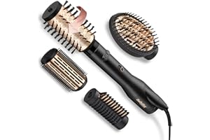 ‎BABYLISS BaByliss Big Hair Luxe Rotierende Warmluftbürste, Föhnbürste mit 4 Aufsätzen zum Glätten, Bürsten und für Volumen und Form, Luxuriöse Föhnbürste für Glanz und Geschmeidigkeit, Testsieger, AS970E