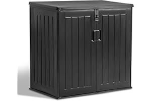 VIVO TECHNOLOGIES Outdoor Garden Storage Shed Storage Box with Lid, 775L All Weather Resistant Outdoor Storage, Wheelie Bin Storage Box, Ideal for Tools, BBQs & Bins