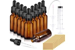RYMALL Butelka z pipetą 10 szt. 10 ml butelka apteczna z pipetą Bottles brązowe butelki szklane, korek wewnętrzny z naklejką lejka i etykietą, na olejki eteryczne i substancje zapachowe