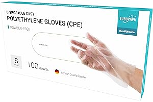 Europapa® 100, 200, 300, 450 sztuk w opakowaniu ekonomicznym, CPE, przezroczyste rękawiczki jednorazowe w pudełku, rękawiczki jednorazowe, bez lateksu, rękawice gumowe, bez talku, w rozm. S, M, L, XL