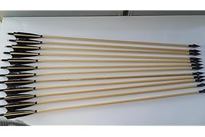 e5e10 12Pcs Handmade Archery Wooden Shaft Arrows Turkey Feather with Sharp Steel Hunting Broadheads for Archery Longbow Bow Recurve Bow Hunting Target Practice