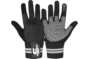 SAWANS Weight Lifting Gloves Gym Workout Fitness Wrist Wrap Support Men Women Fingerless Gloves Full Finger Touchscreen Padded Non Slip Palm Bodybuilding Training Grip