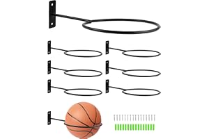 QWORK® 8 st väggfäste för metallbollshållare, väggstativ, svart för basketbollar, fotbollar, volleybollar och mer