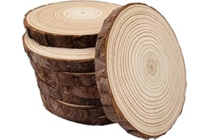 William Craft Rondin de Bois sans Trou 9 Pcs Diamètre 13-14cm Tranches de Bois Naturel Convient pour Decoration Noel Bois Marque Place Mariage Pyrograveur Bois