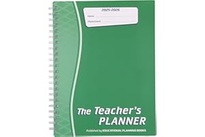EDUCATIONAL PLANNING BOOKS LTD Educational Planning Books - The Teachers Planner Wirobound 2025-26 | A4 Teacher Planner & Academic Diary, Page-a-Day Teacher Notebook in 6 Periods per Day - Green (TP3-G)