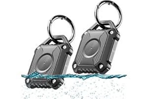 ONEONTA 2 PACK Airtag Holder, IP68 Waterproof Apple AirTag case,Hard TPU Airtag Keyring, 360° Full Protection, Air Tag. Holder with Key Ring For Apple Airtags gps tracker