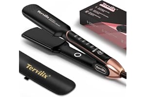 Terviiix AKT Ceramic Professionall Piastra per Capelli, Più Piastra Larga per Capelli Spessi & Capelli Ricci, Progettazione del Bordo Curvo ARC, Larga Arricciacapelli, Spegnimento Automatico, 45mm