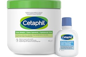 Cetaphil Crema Idratante Viso e Corpo, Senza Profumo, Formato 450g + Emulsione Detergente Viso e Corpo, Senza Profumo, Formato Viaggio 29 ml