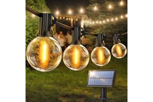 SEKLIN Guirlande Lumineuse Exterieure Solaire Jardin - Guirlande Guinguette Extérieure 15M 25+1 G40 LED Ampoules Blanc Chaud Chaîne Lumiere Exterieur pour Patio Terrasse Fête Mariage