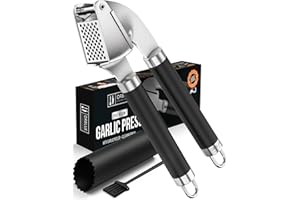 ORBLUE Prensa de Ajos y Machacador de Acero Inoxidable: ¡Prensa Ajos, Prensador y Picador Manual para Ajos Perfectamente Machacados y Aromáticos