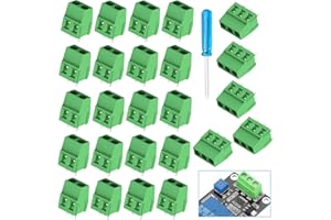TINSHOW 25 pezzi Terminal Block 5 Mm 2 Pin / 3 Pin PCB Mount Screw Terminal Block Screw Terminal Block Screw Terminal Connector Con Cacciavite Platine, Morsetto a vite