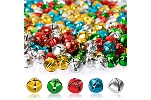 Naler Décorations de la Fête 300 PCS Petites Clochettes 10mm Grelots en Métal Jingle Bells pour Noël/Décoration Multicolore